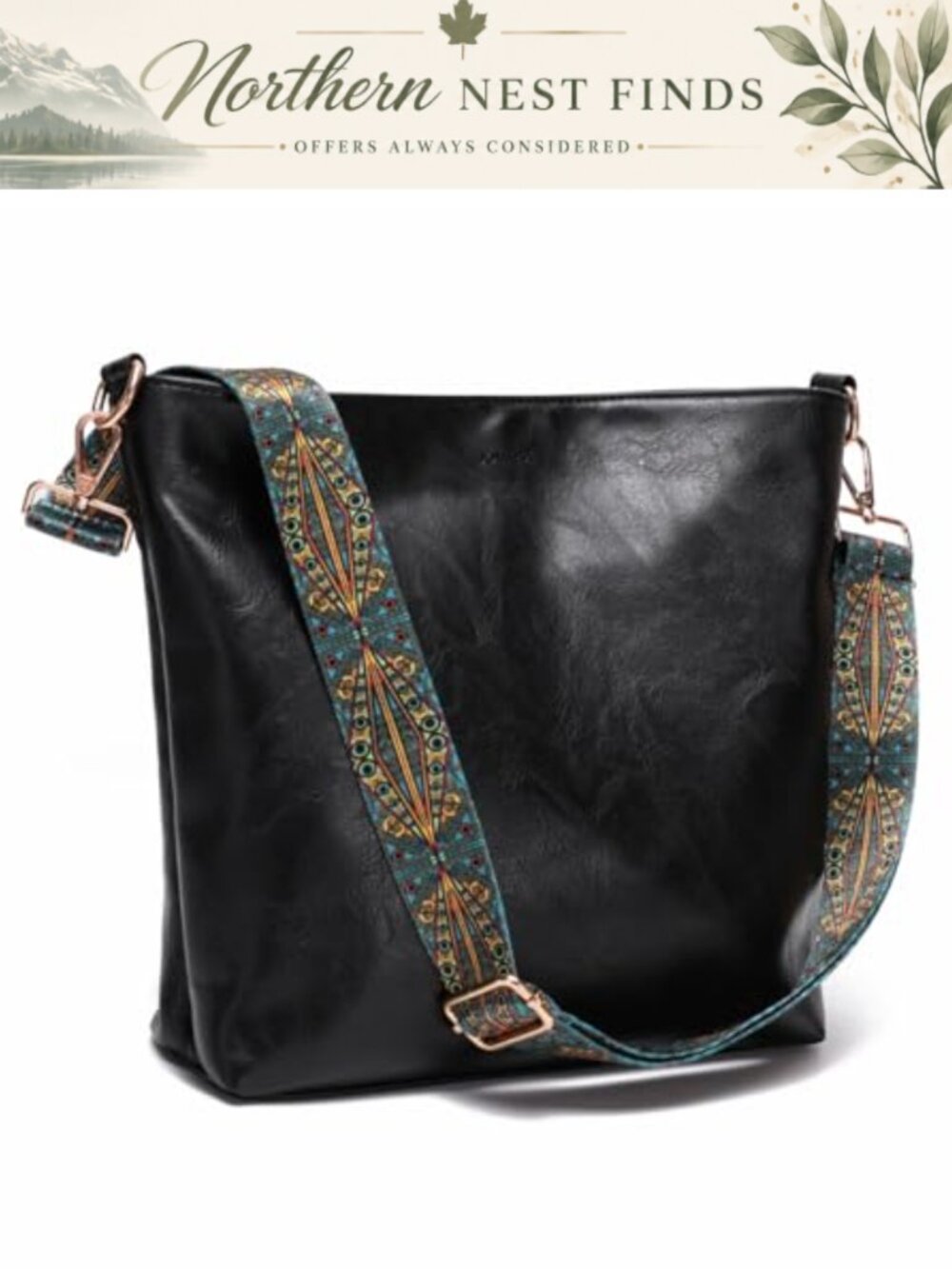 JOLLQUE Hobo Purse for Women Guitar Strap Crossbody Bag, Vegan Leather Shoulder
